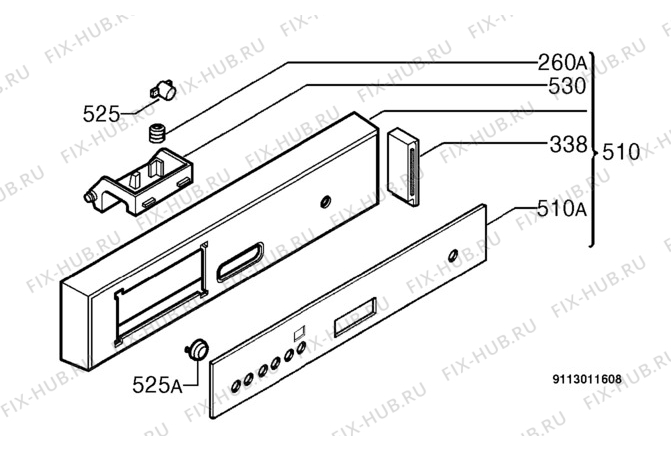 Взрыв-схема посудомоечной машины Juno Electrolux JSI65900A - Схема узла Command panel 037